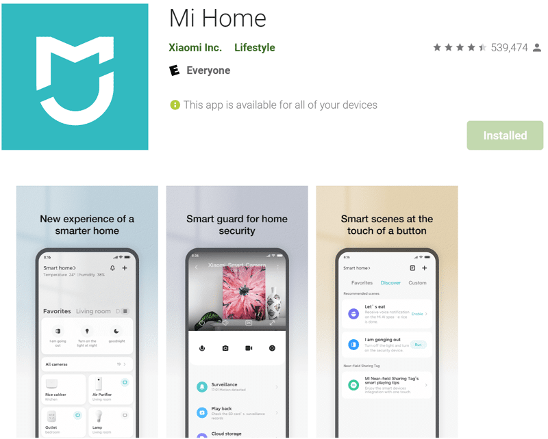 Xiaomi Mi Home for download in the App Store